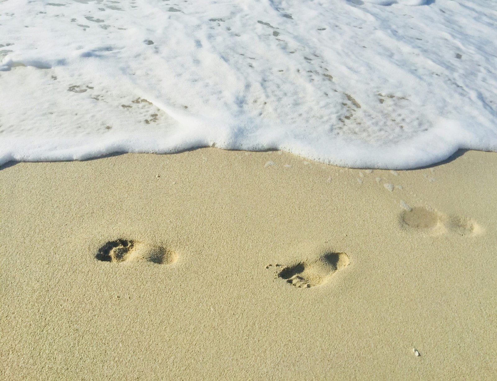 Footprints on the sand at the beach