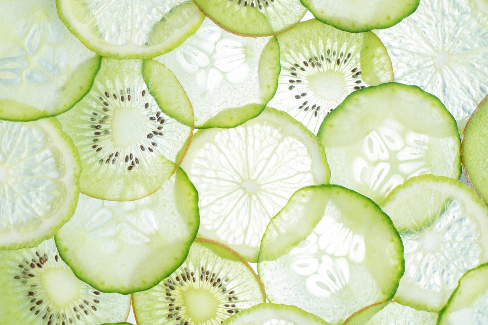 Sliced green fruits